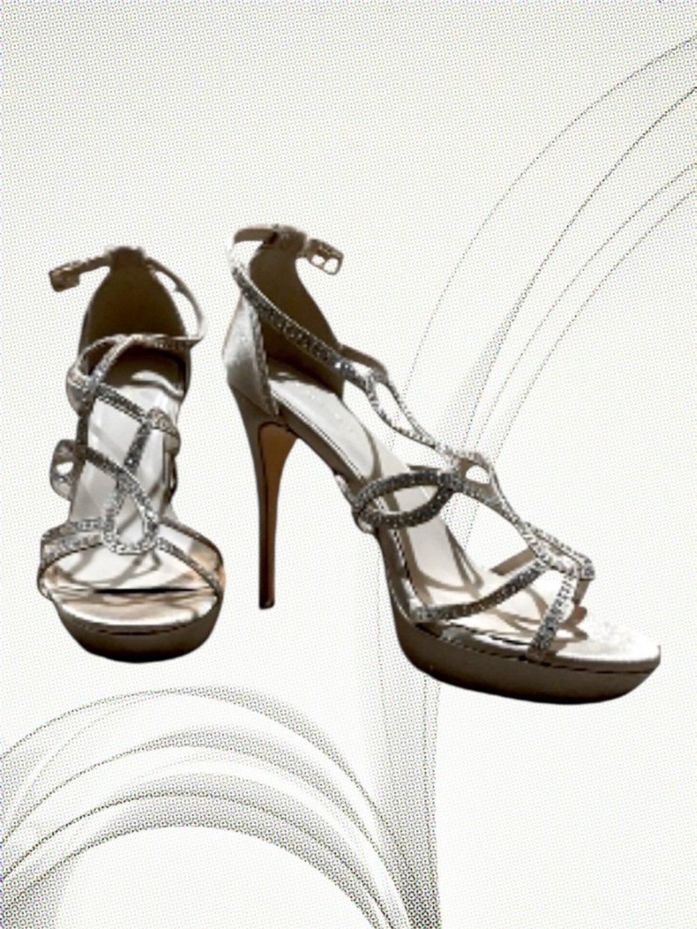 🆕 Le Chateau Silver Rhinestone Embellished Stilleto Heels! Evening Holiday Party